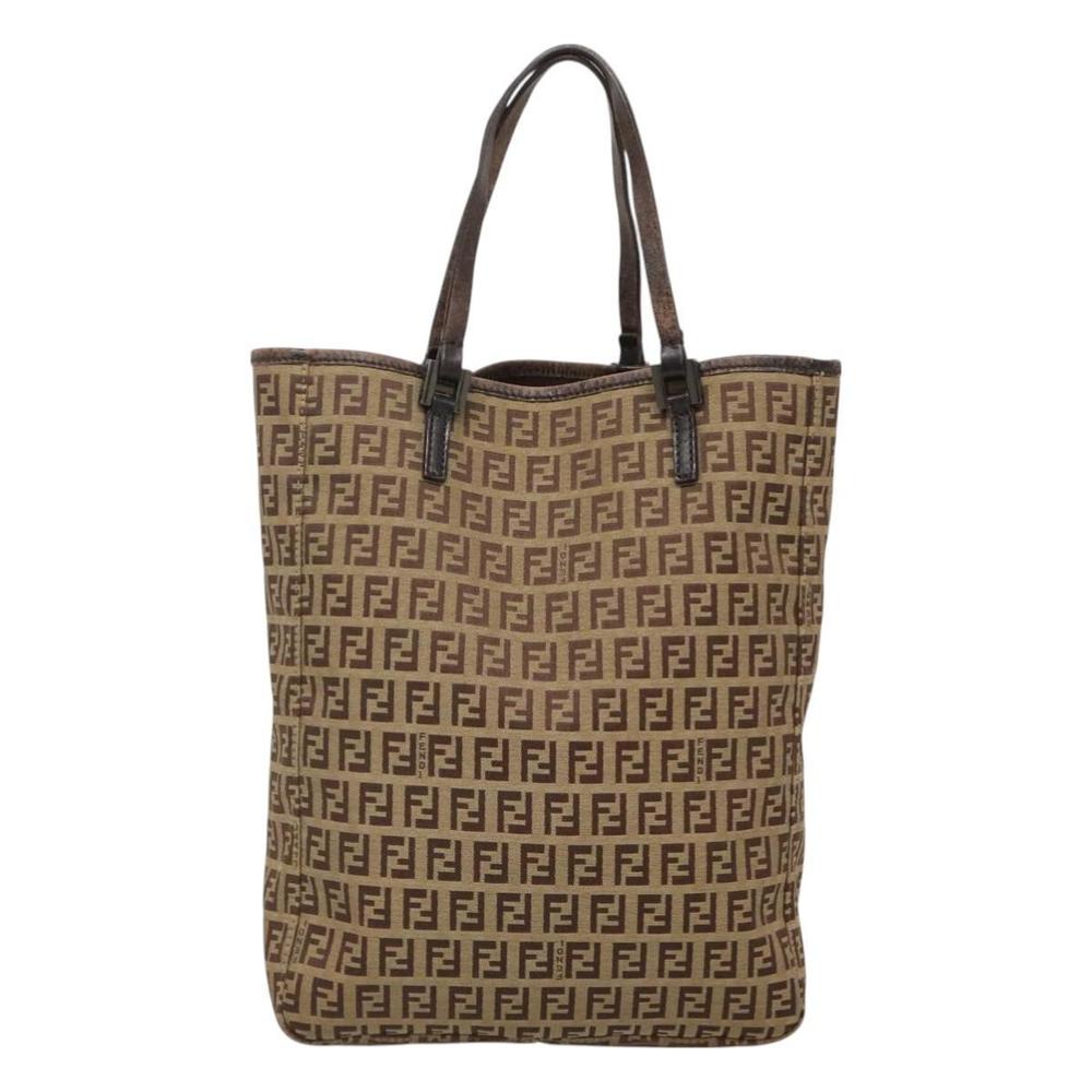 FENDI Zucchino Canvas Hand Bag Beige Auth 127082 - Picture 13 of 16